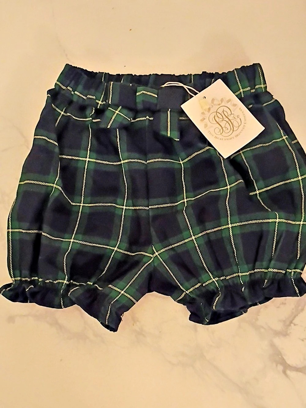 The Beaufort Bonnet Company Plaid Bloomer Shorts in Green & Black Size 5 NWT